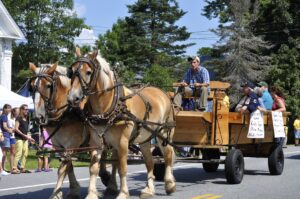 Dalton Thayer and his Draft Horse Team pulling the Piermont VIP wagon.